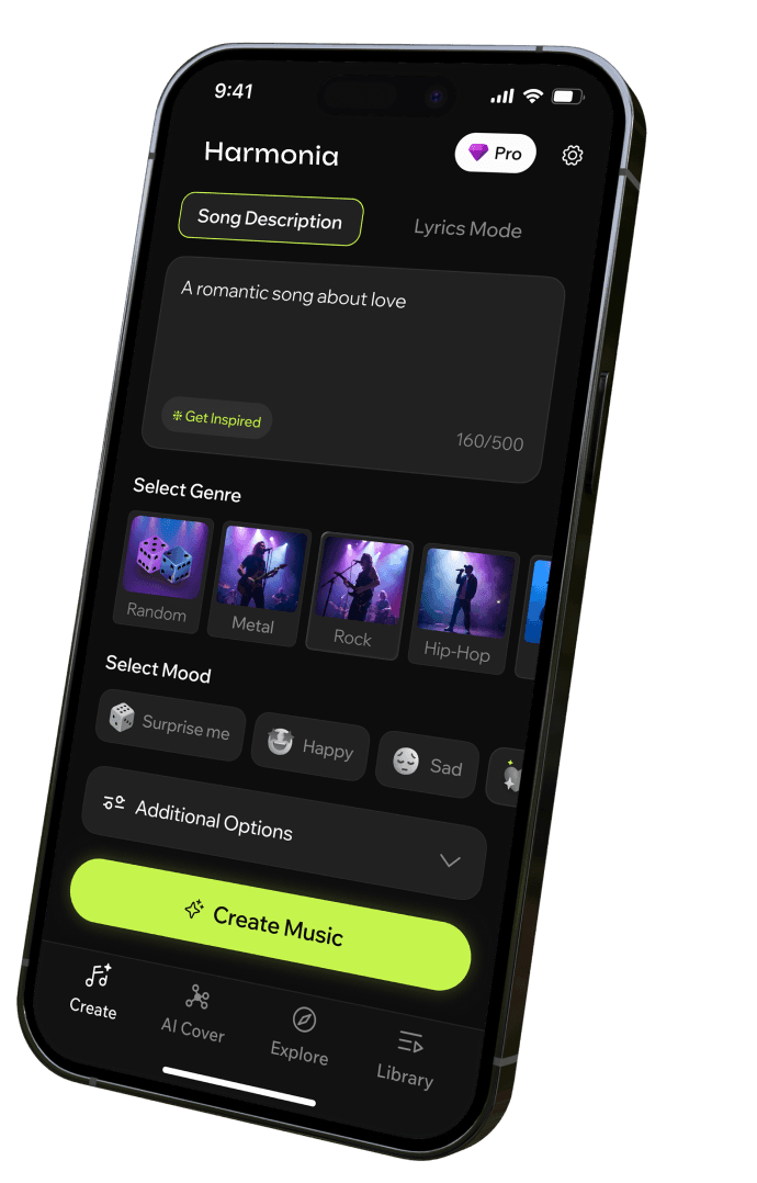 Harmonia app on iPhone